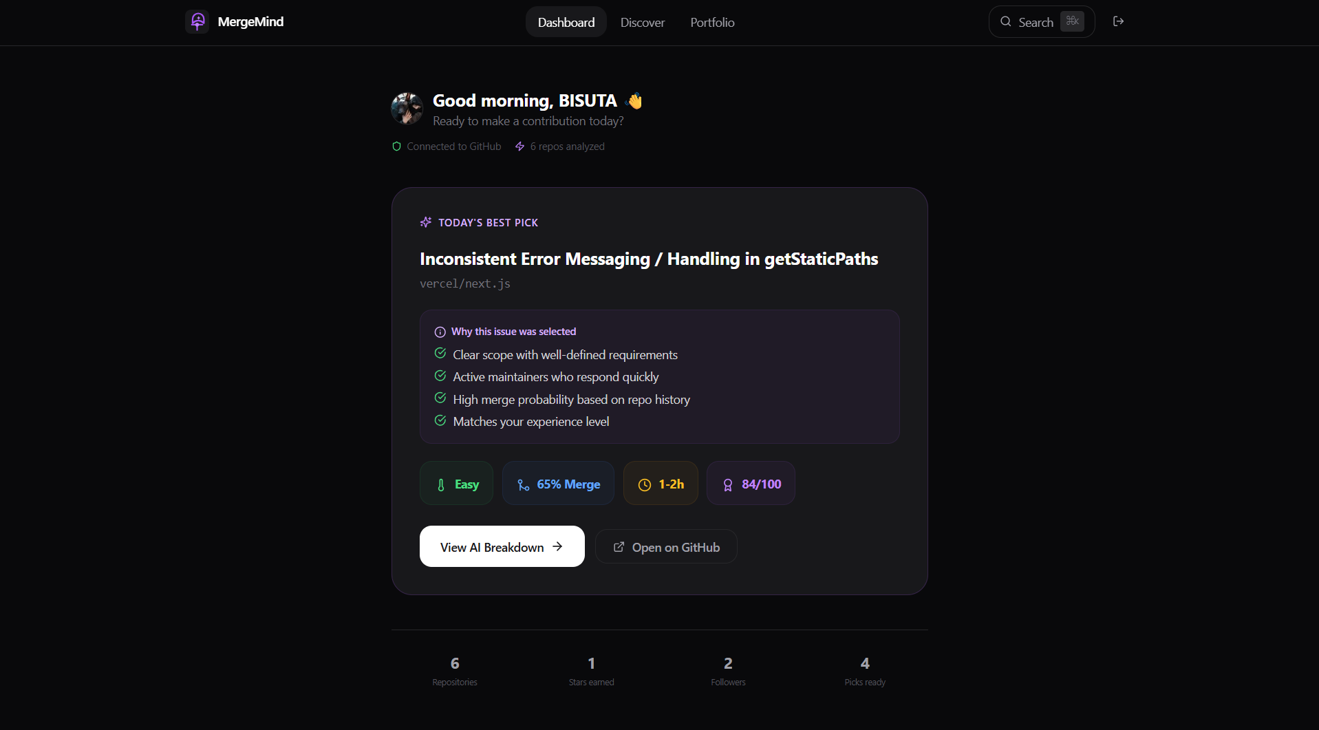 MergeMind GitHub AI analyzer interface